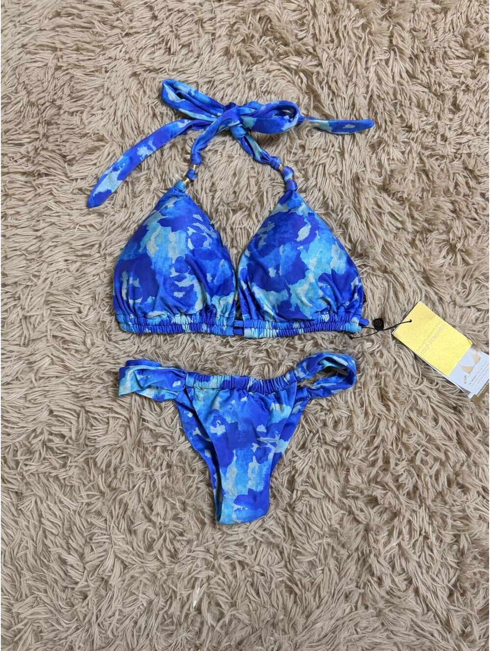 ViX Paula Hermanny Blue Floral Bikini Set D Top XS Bottom NWT $192